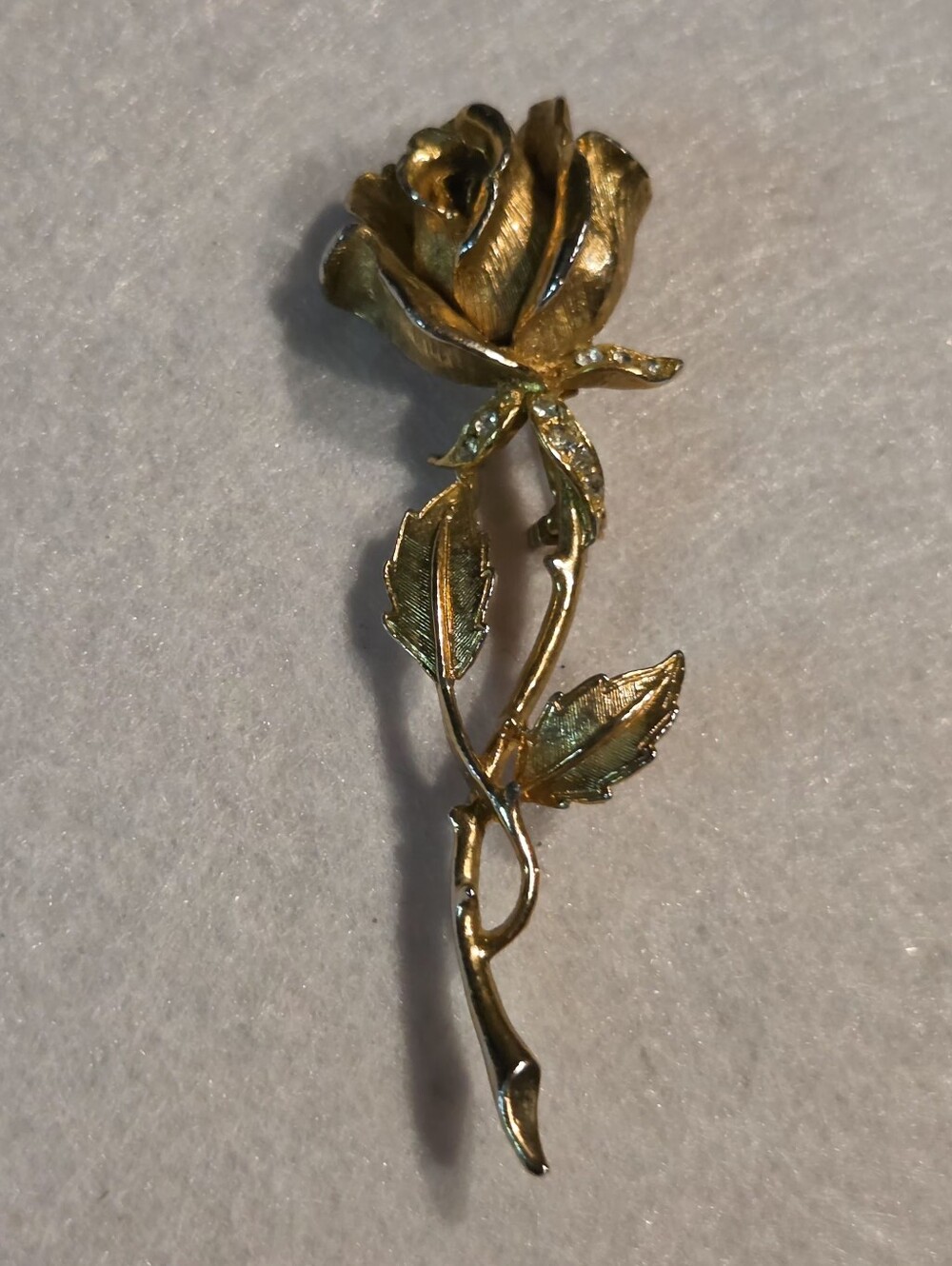 Vintage Gold-tone Rose Stem Brooch / Pin - Elegant Womenβs Jewelry